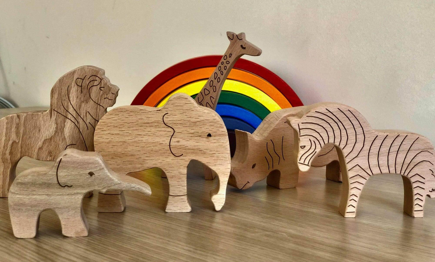 KIDS SAFARI | 6-Piece Wooden Safari Animals Set - Disselt Designs