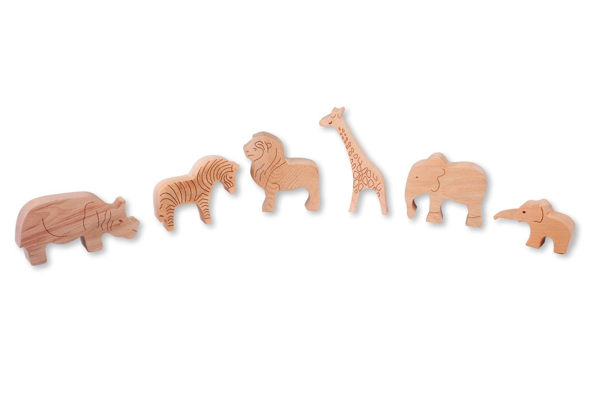 KIDS SAFARI | 6-Piece Wooden Safari Animals Set - Disselt Designs