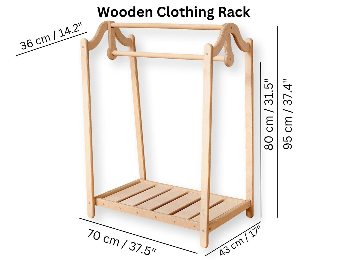 KIDS CLOSET | Montessori Wooden Kids Clothing Rack - Disselt Designs