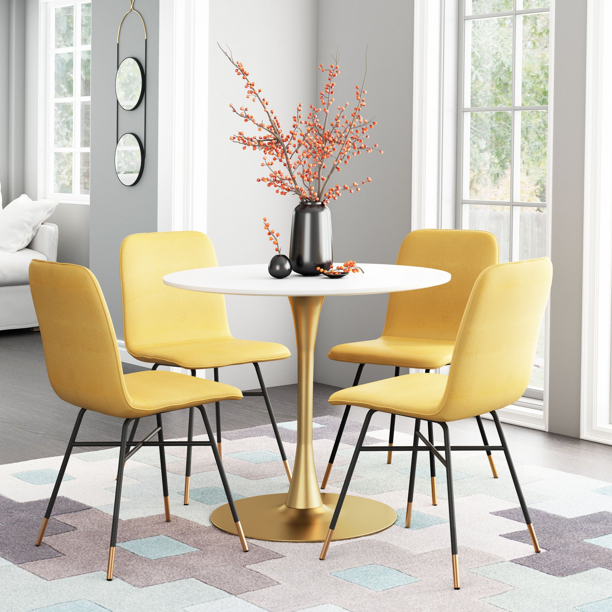 Opus Dining Table White & Gold - Disselt Designs